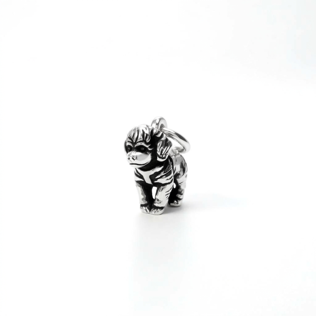 Colgante de Cachorro Caniche en Plata de Ley, Dije de Perro Bebé en 3D - Imagen 3