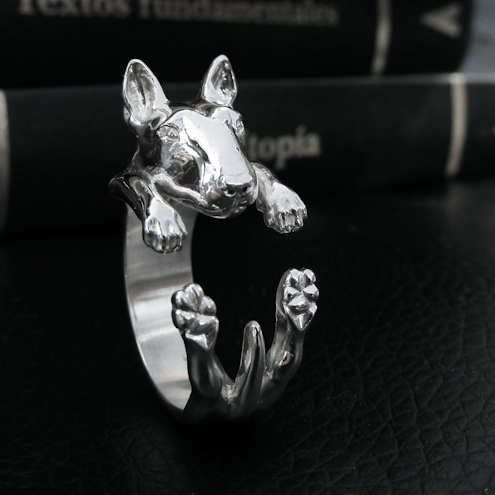 Anillo Bull Terrier en Plata 925 | Anillo Abrazo Mascota - Imagen 3