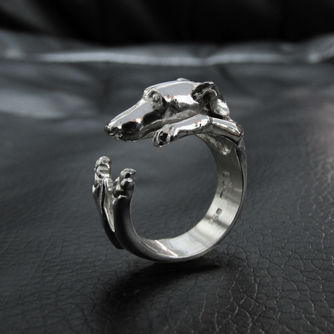 Anillo Galgo en Plata 925 | Anillo Abrazo Mascota - Imagen 2