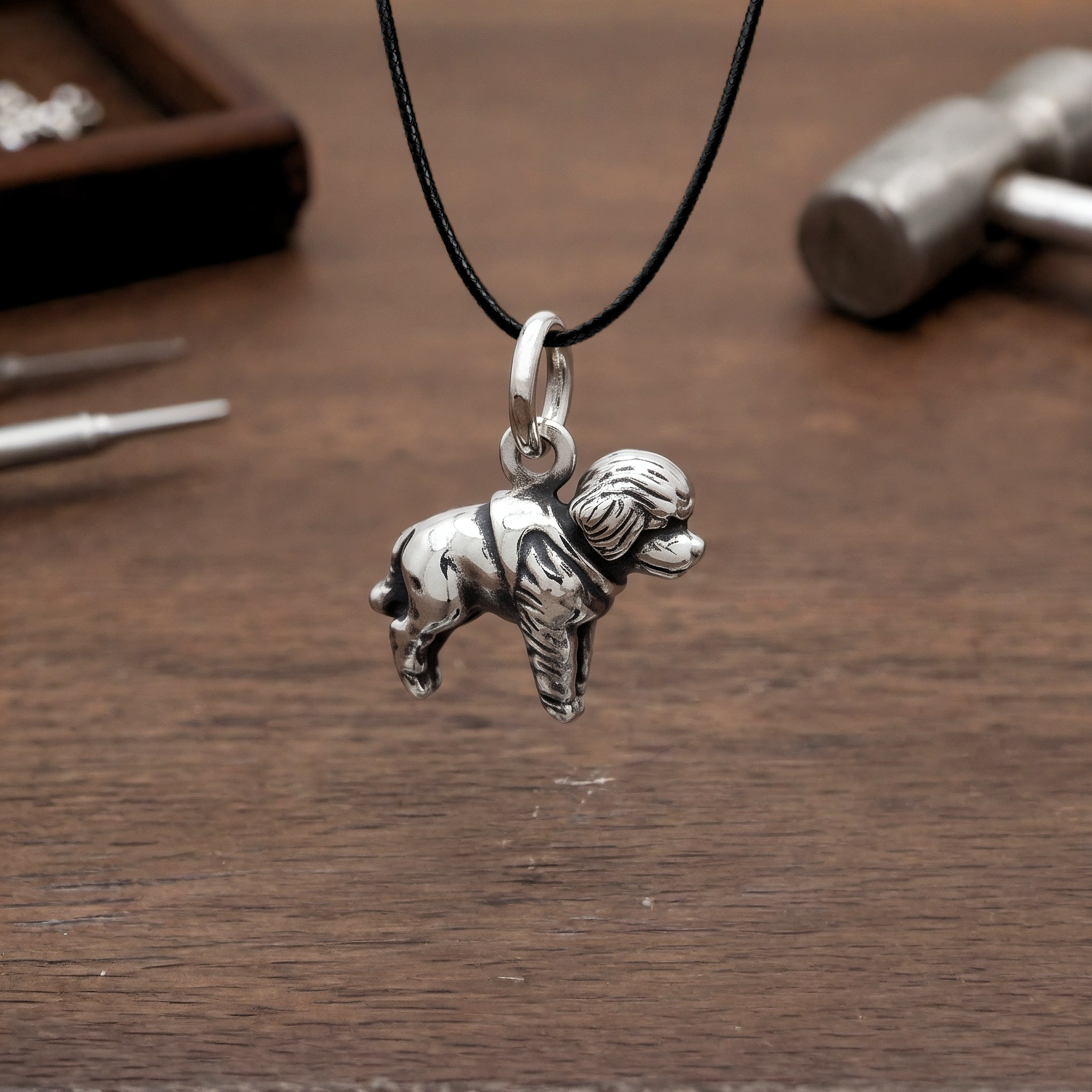 Colgante de Cachorro Caniche en Plata de Ley, Dije de Perro Bebé en 3D - Imagen 5