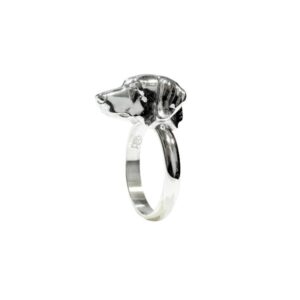 Anillo Alianza Doberman (Orejas Naturales) en Plata 925
