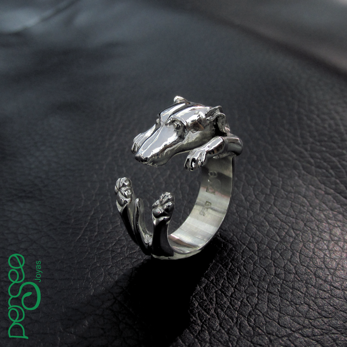 Anillo Galgo en Plata 925 | Anillo Abrazo Mascota