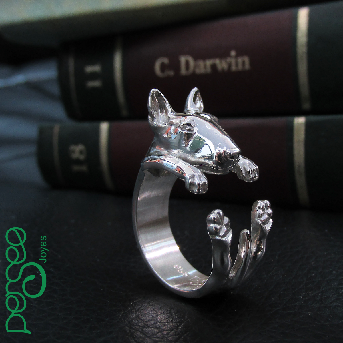 Anillo Bull Terrier en Plata 925 | Anillo Abrazo Mascota - Imagen 2