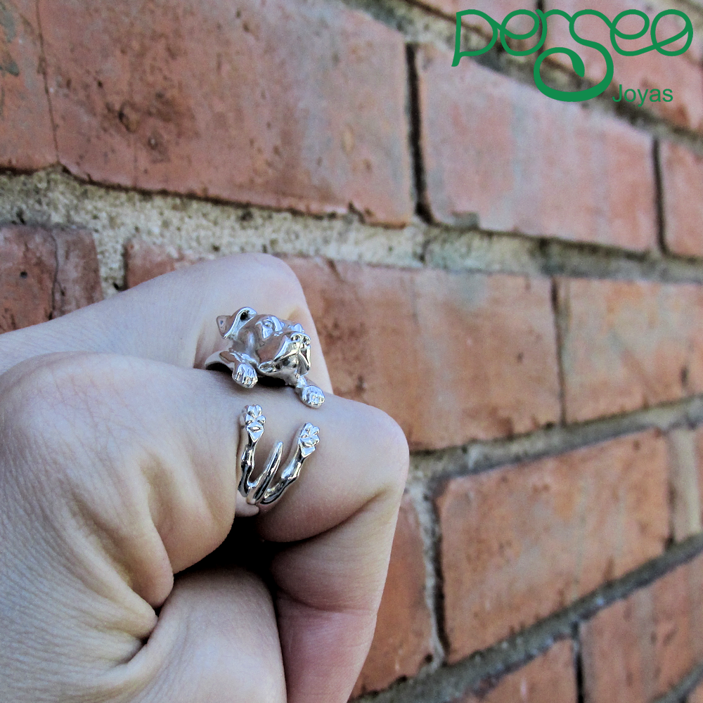 Anillo Pitbull en Plata 925 | Anillo Abrazo Mascota - Imagen 4