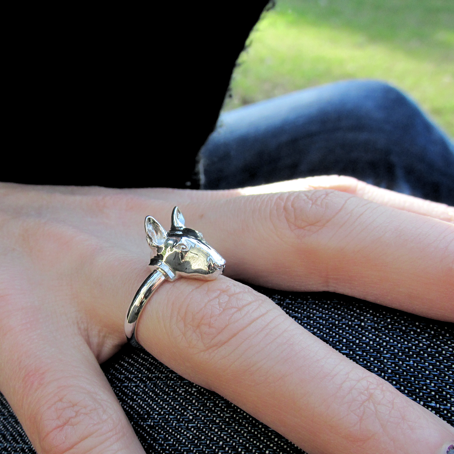Anillo Alianza Bull Terrier en Plata 925 | Joyería Mascota - Imagen 2