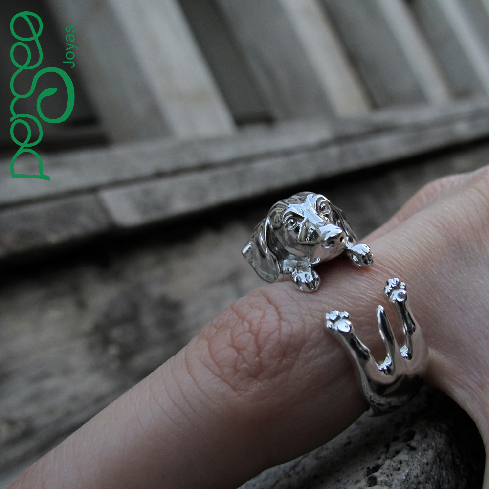 Anillo Perro Salchicha (Dachshund) en Plata 925 | Anillo Abrazo - Imagen 4