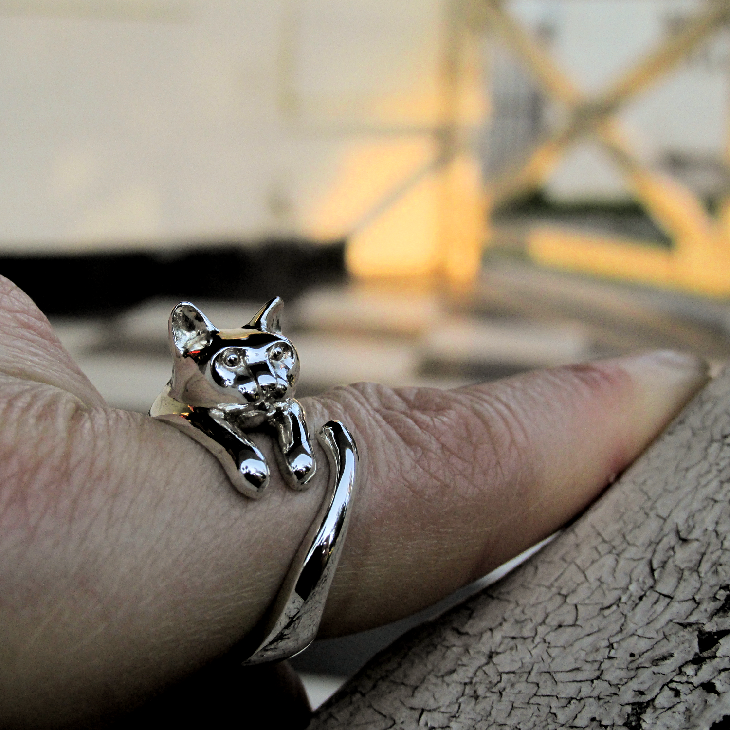 Anillo Gato en Plata 925 | Anillo Abrazo Mascota - Imagen 3