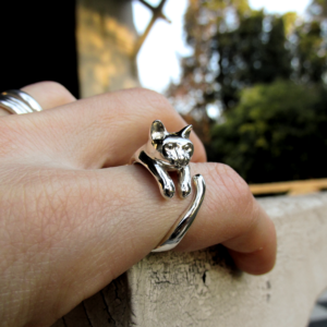 Anillo Gato en Plata 925 | Anillo Abrazo Mascota