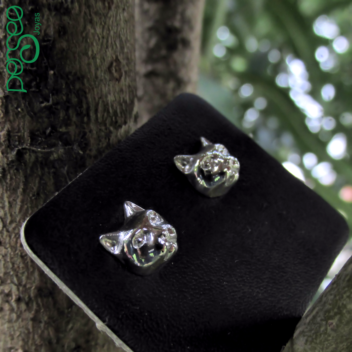 Aros Gato en Plata 925 | Aretes Tipo Stud - Imagen 2