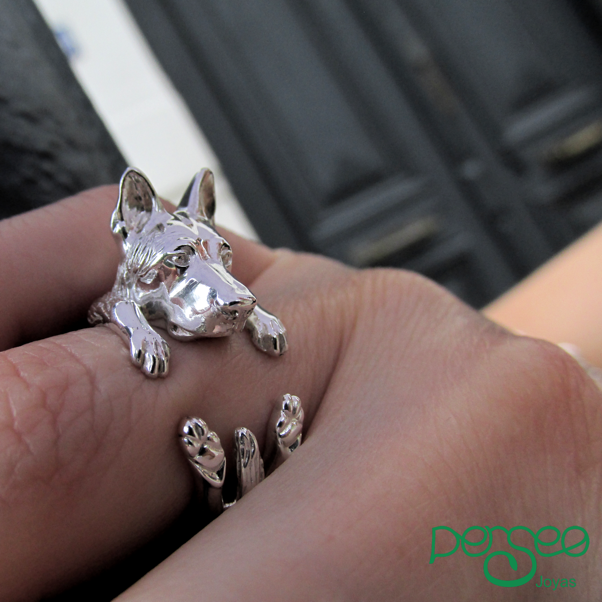 Anillo Ovejero Alemán en Plata 925 | Anillo Abrazo Mascota - Imagen 4