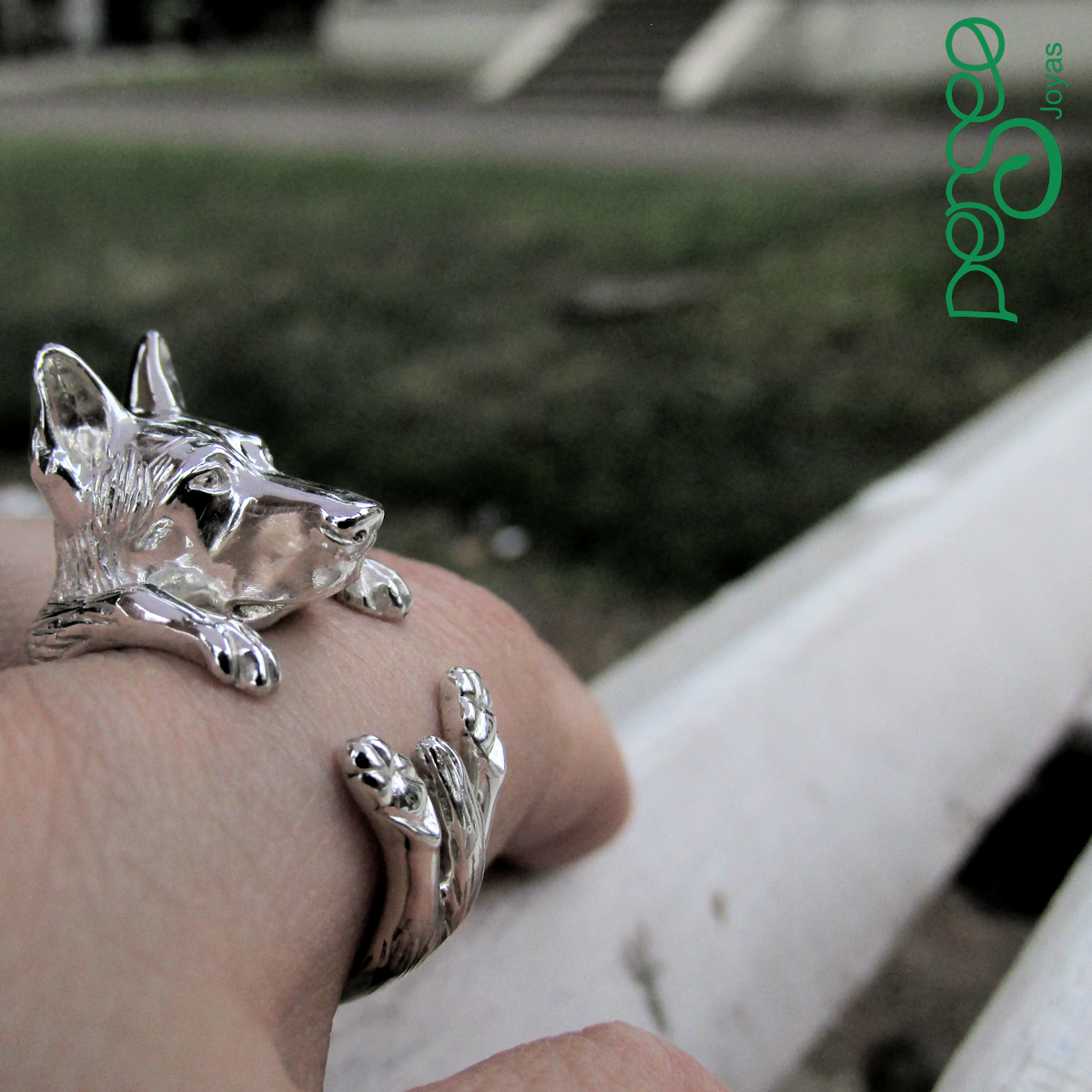 Anillo Ovejero Alemán en Plata 925 | Anillo Abrazo Mascota - Imagen 2