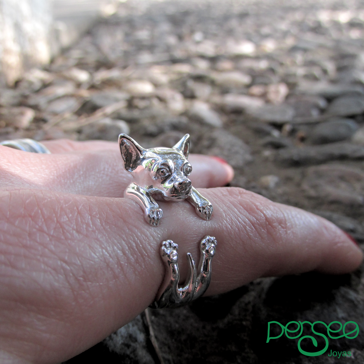 Anillo Chihuahua en Plata 925 | Anillo Abrazo Mascota - Imagen 6
