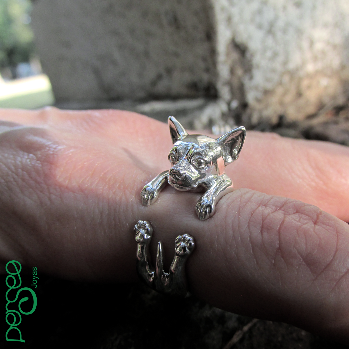Anillo Chihuahua en Plata 925 | Anillo Abrazo Mascota - Imagen 5
