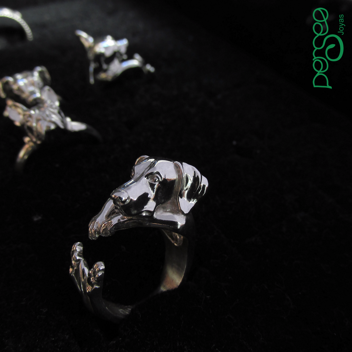 Anillo Doberman (Orejas Naturales) en Plata 925 | Anillo Abrazo - Imagen 3