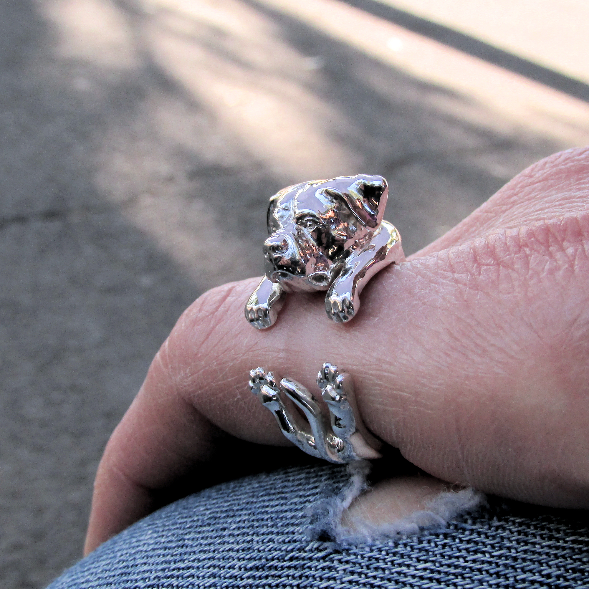 Anillo Rottweiler en Plata 925 | Anillo Abrazo Mascota - Imagen 3