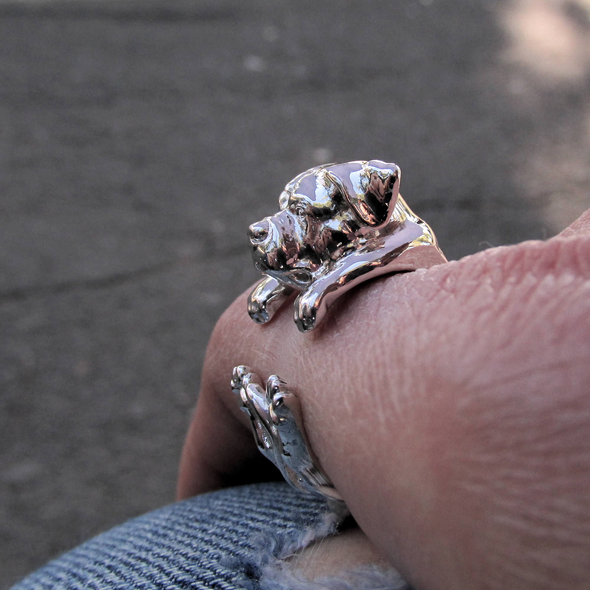 Anillo Rottweiler en Plata 925 | Anillo Abrazo Mascota - Imagen 4