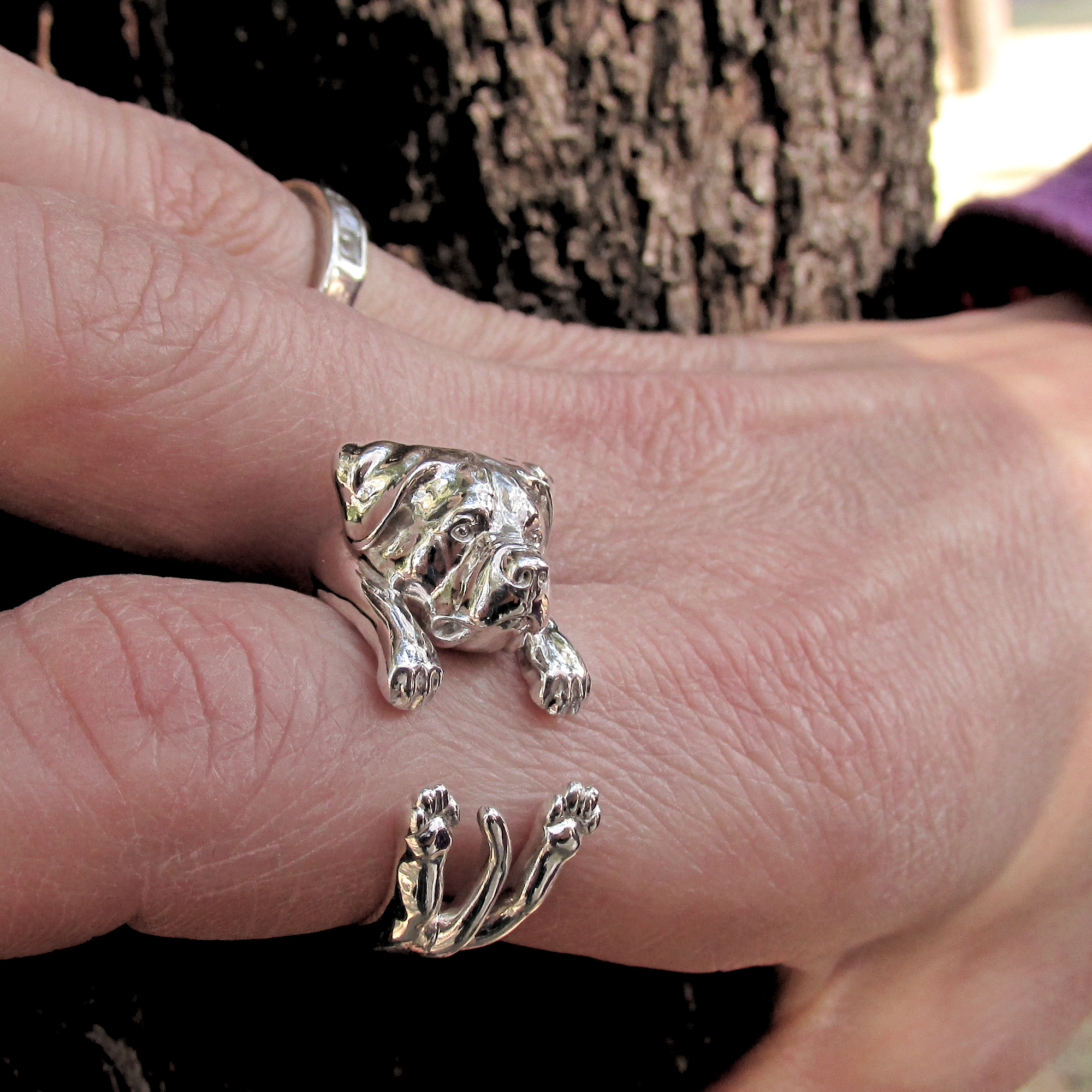 Anillo Rottweiler en Plata 925 | Anillo Abrazo Mascota - Imagen 2