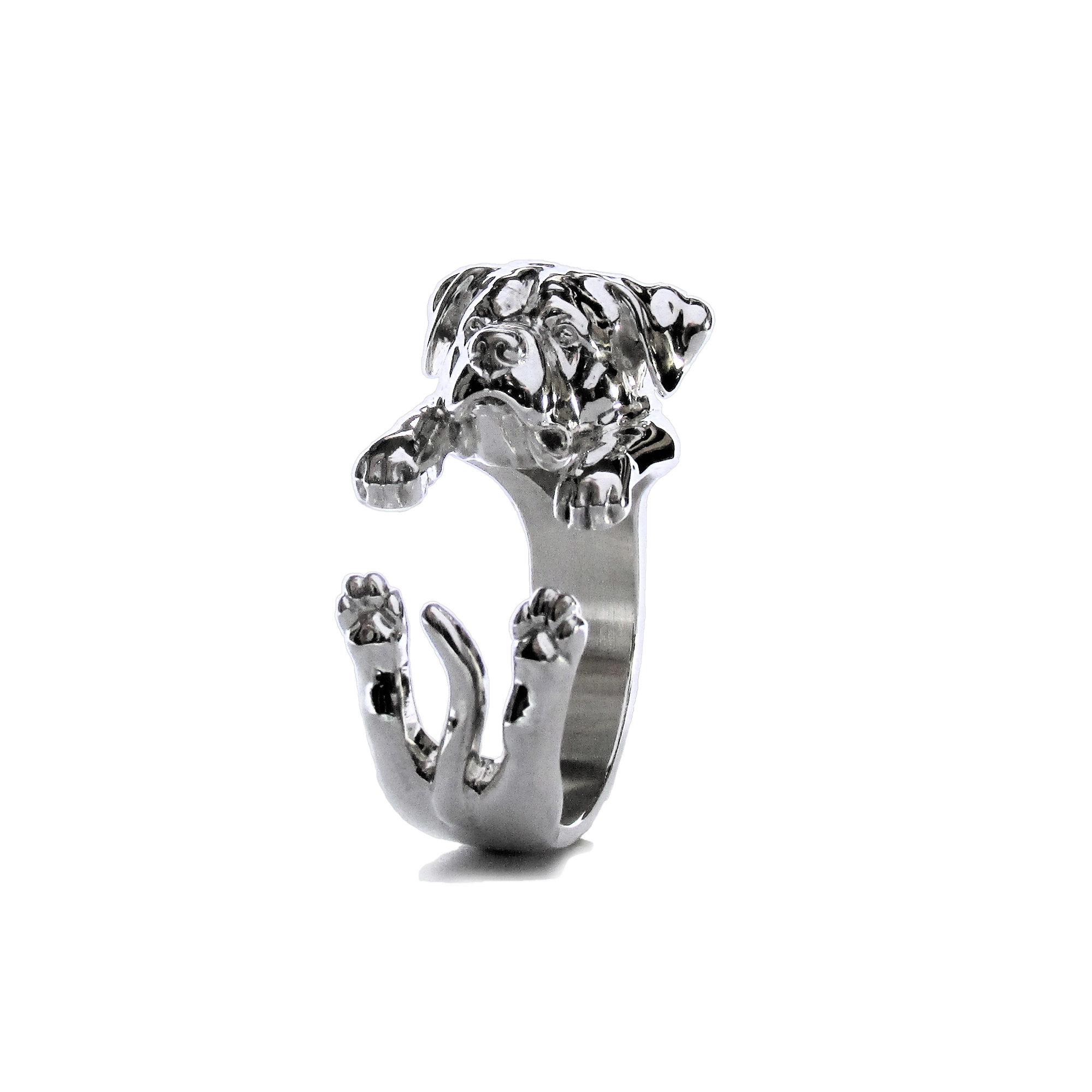 Anillo Rottweiler en Plata 925 | Anillo Abrazo Mascota
