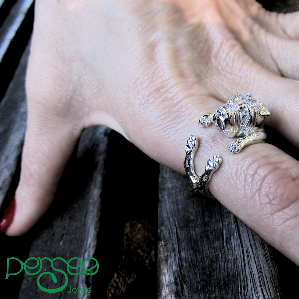 Anillo Shar Pei en Plata 925 | Anillo Abrazo Mascota - Imagen 2