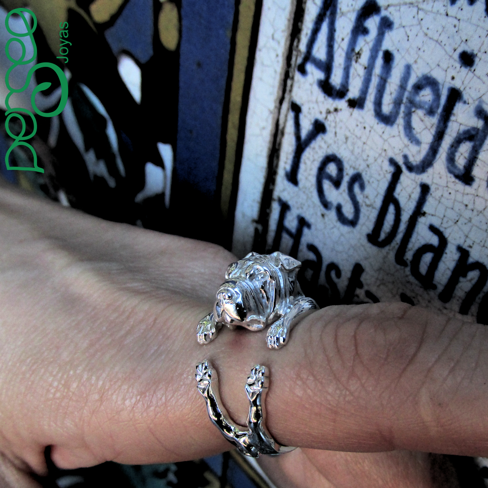 Anillo Shar Pei en Plata 925 | Anillo Abrazo Mascota - Imagen 3