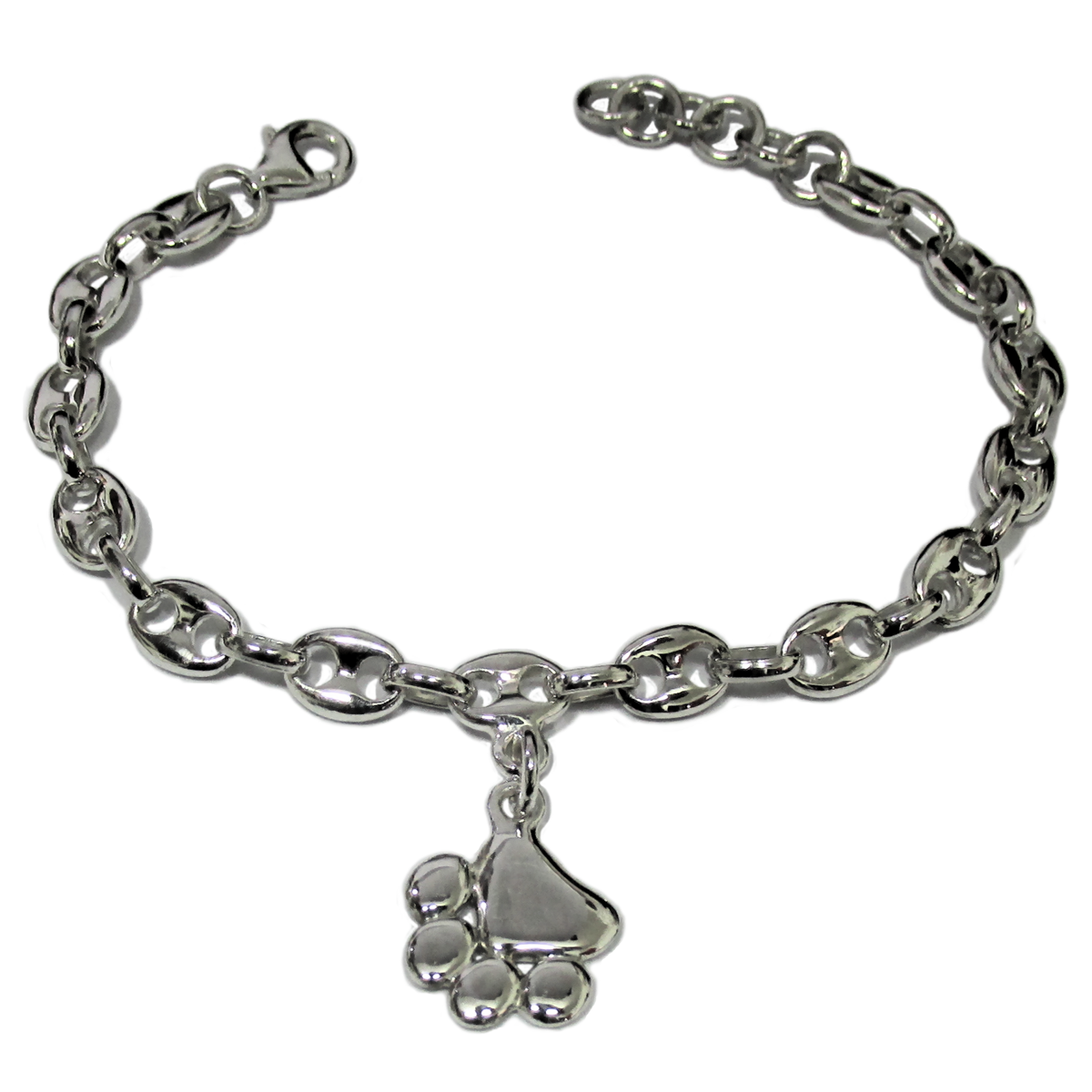 Pulsera Mascotas Eslabón Gucci en Plata 925 con Dijes de Huellitas - Imagen 2
