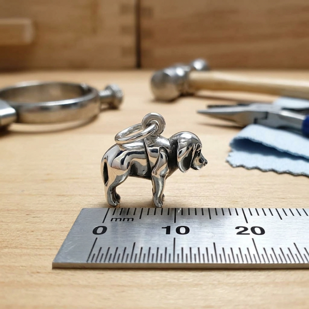 Colgante de Cachorro Beagle en Plata de Ley, Dije de Perro Bebé en 3D - Imagen 7