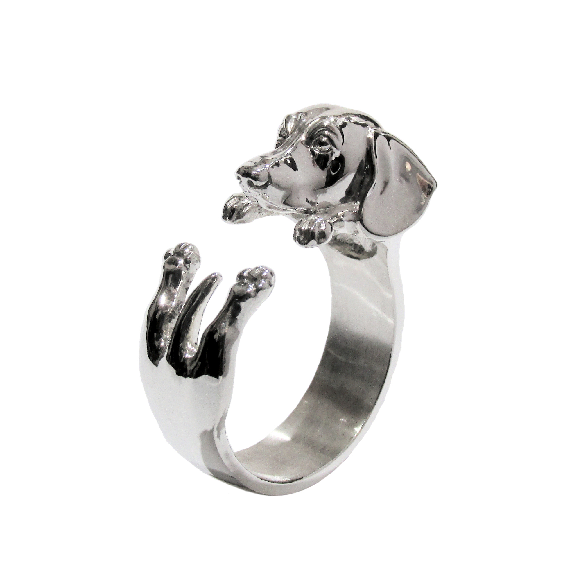 Anillo Perro Salchicha (Dachshund) en Plata 925 | Anillo Abrazo