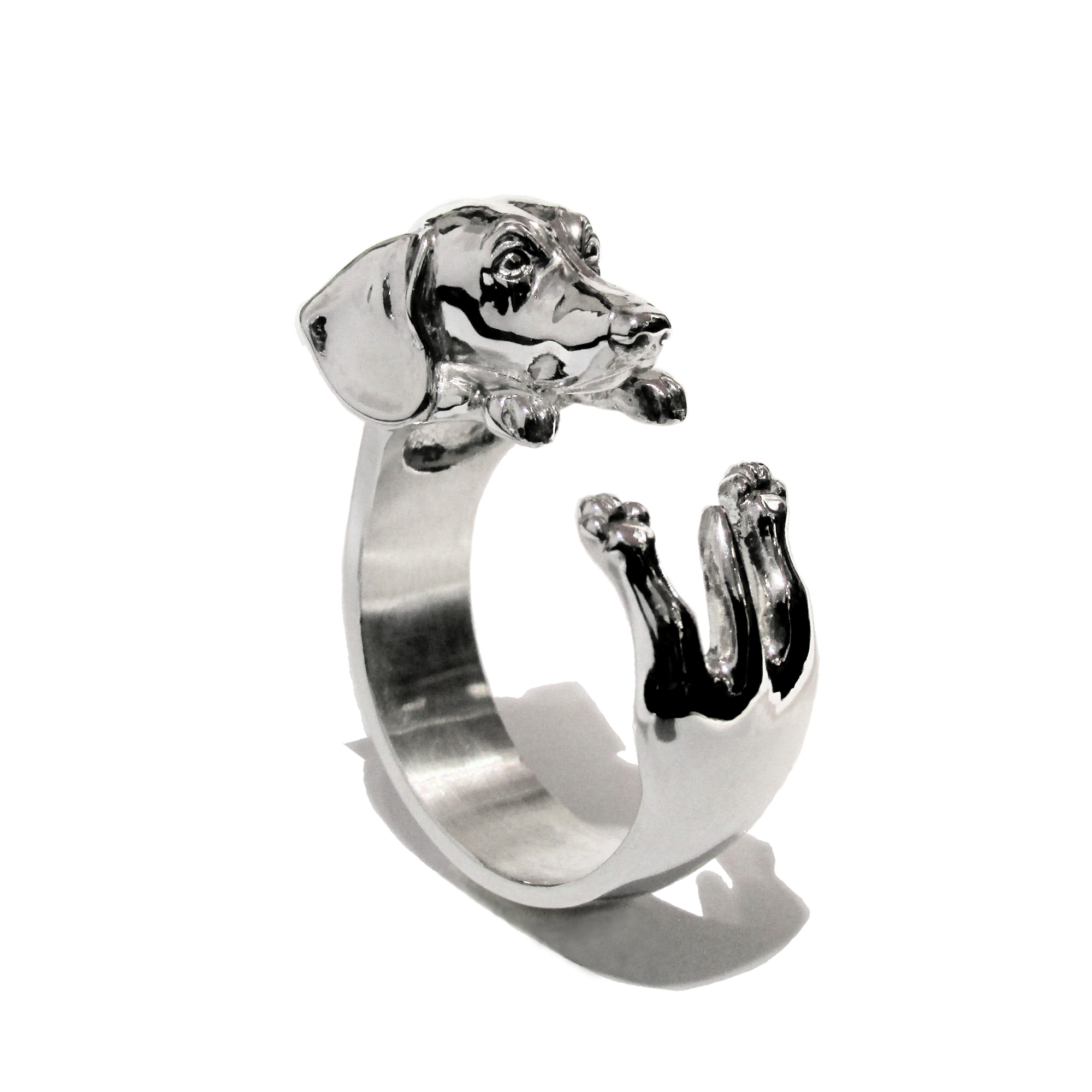 Anillo Perro Salchicha (Dachshund) en Plata 925 | Anillo Abrazo - Imagen 2