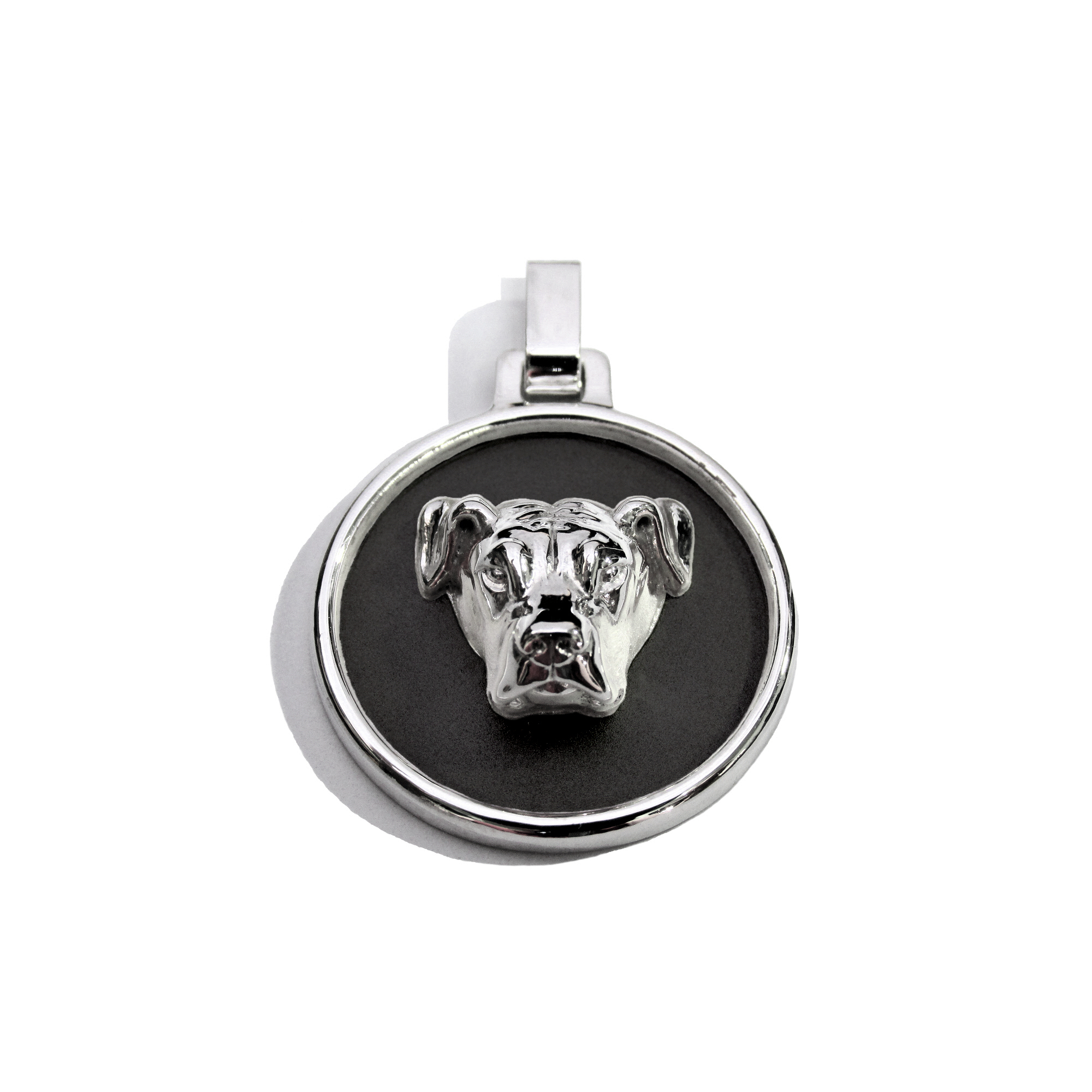 Dije Medalla Pitbull en Plata 925 | Colgante Redondo