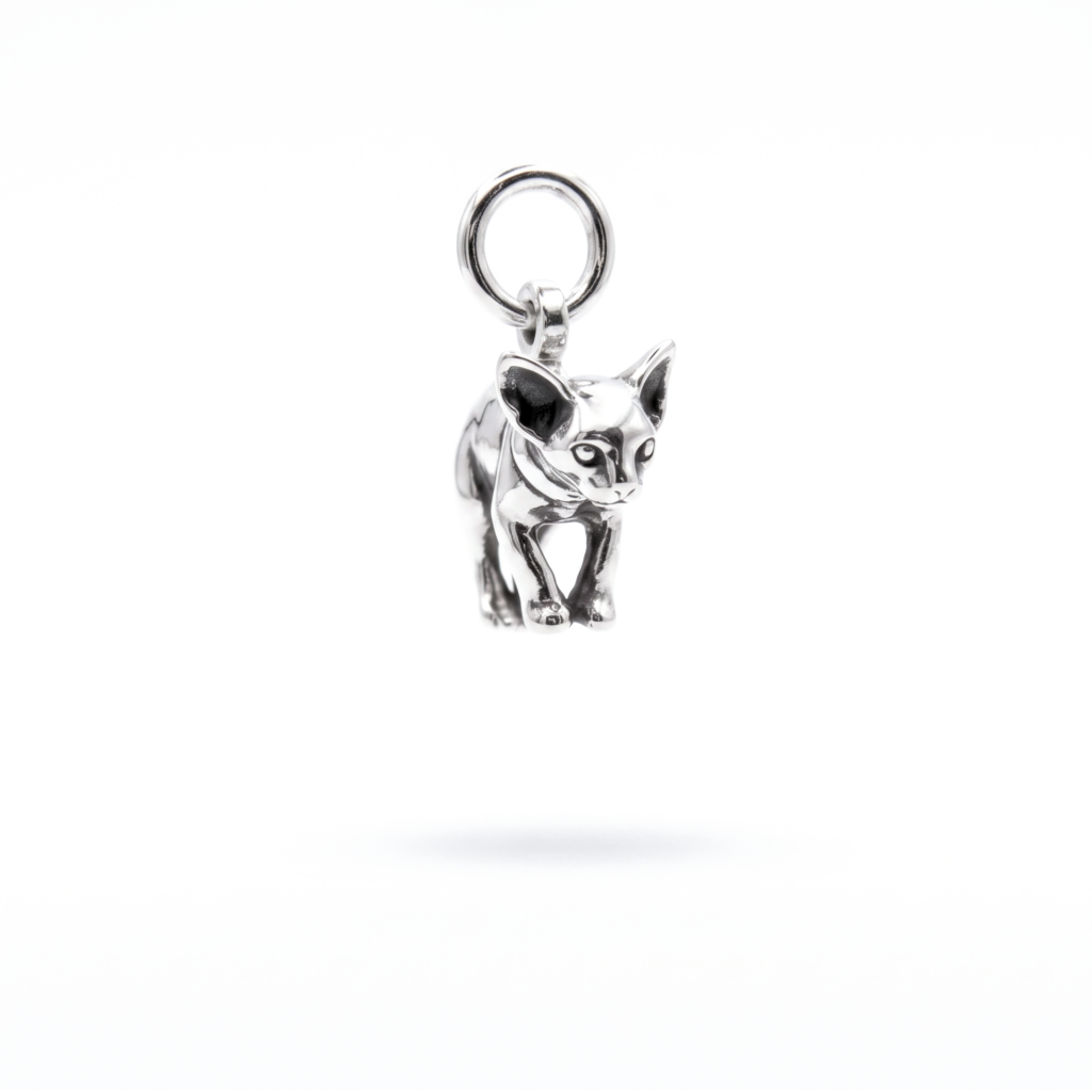 Colgante de Gatito Esfinge en Plata de Ley, Dije de Mascota Bebé en 3D