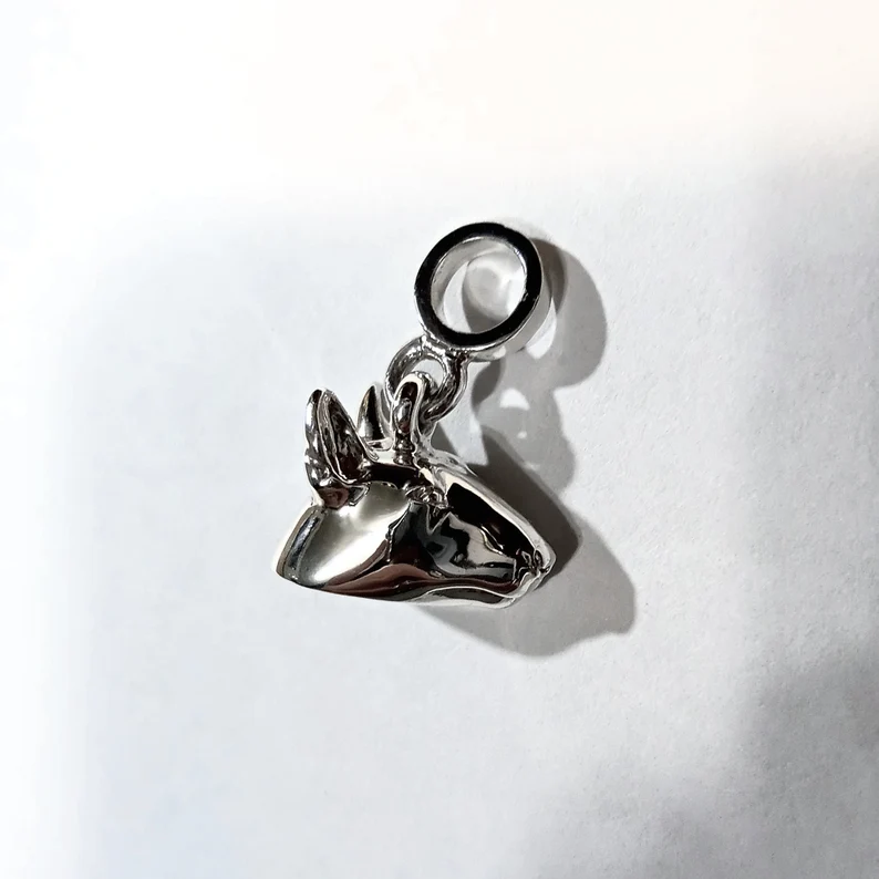 Charm Dije Pasante Cabecita Perro en Plata 925 para pulsera tipo Pandora - Imagen 3