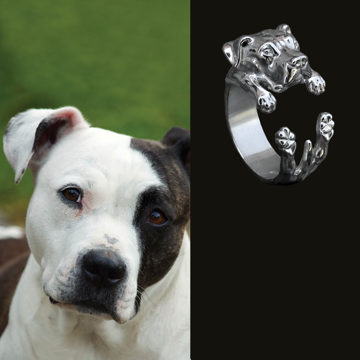 Anillo Pitbull en Plata 925 | Anillo Abrazo Mascota - Imagen 2