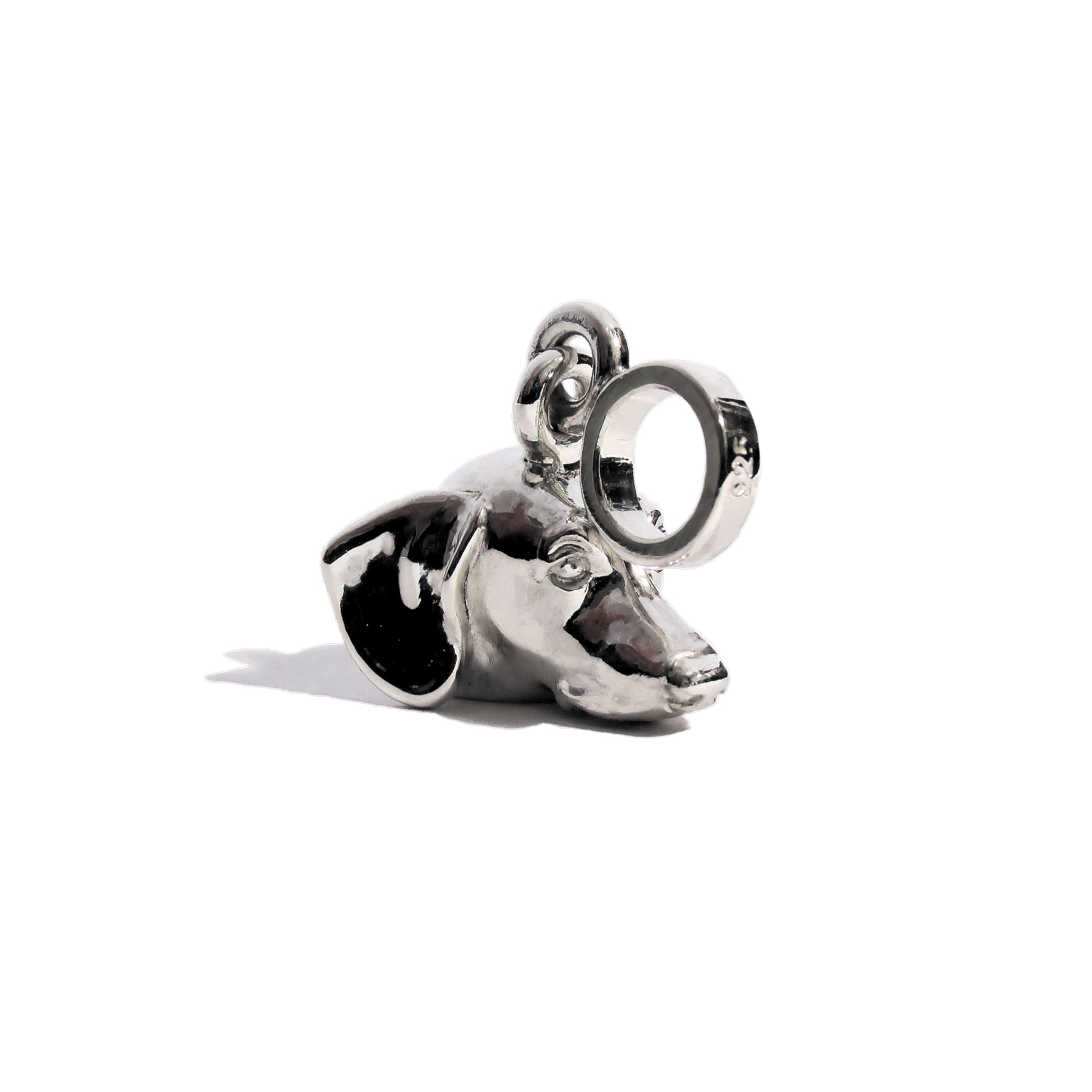 Charm Dije Pasante Cabecita Perro en Plata 925 para pulsera tipo Pandora - Imagen 2