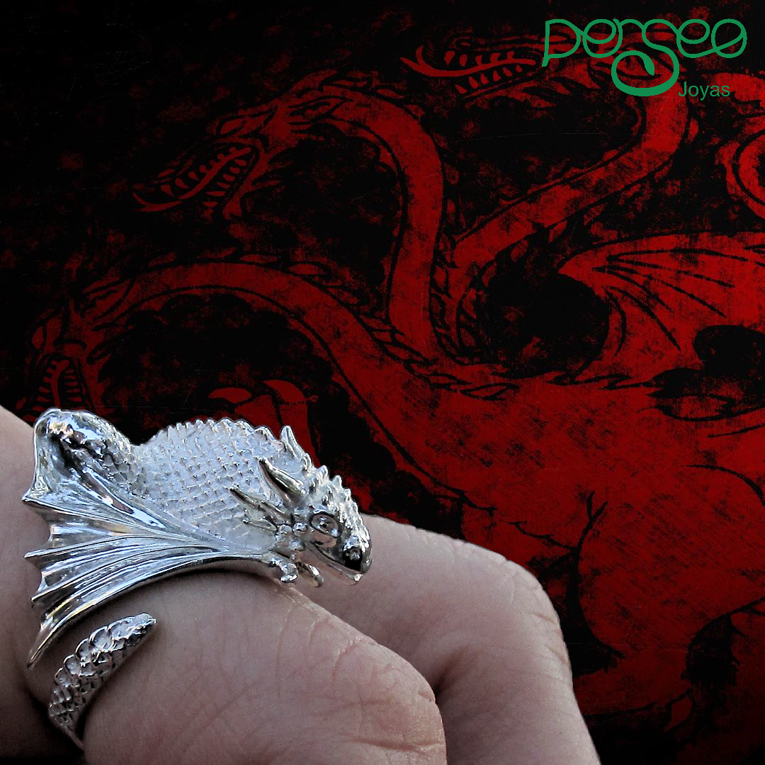 anillo dragón plata