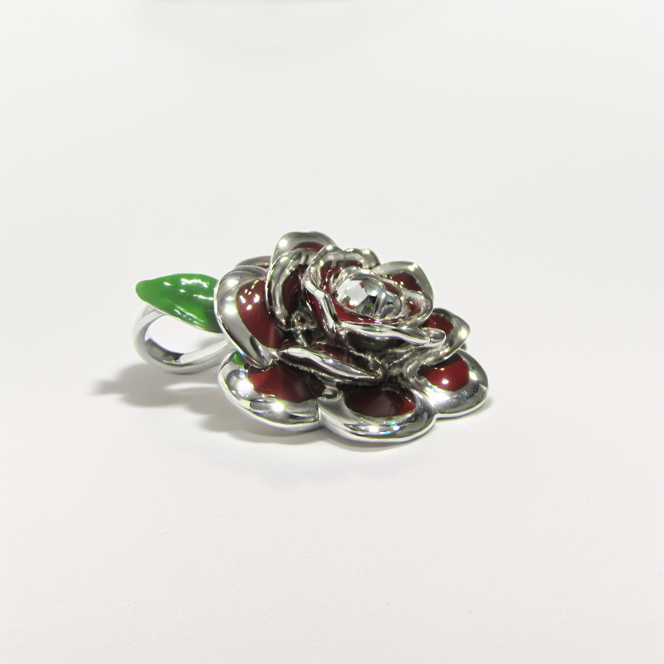 Colgante Camelia (Invierno) en Plata y Esmalte Vitrificado - Imagen 6