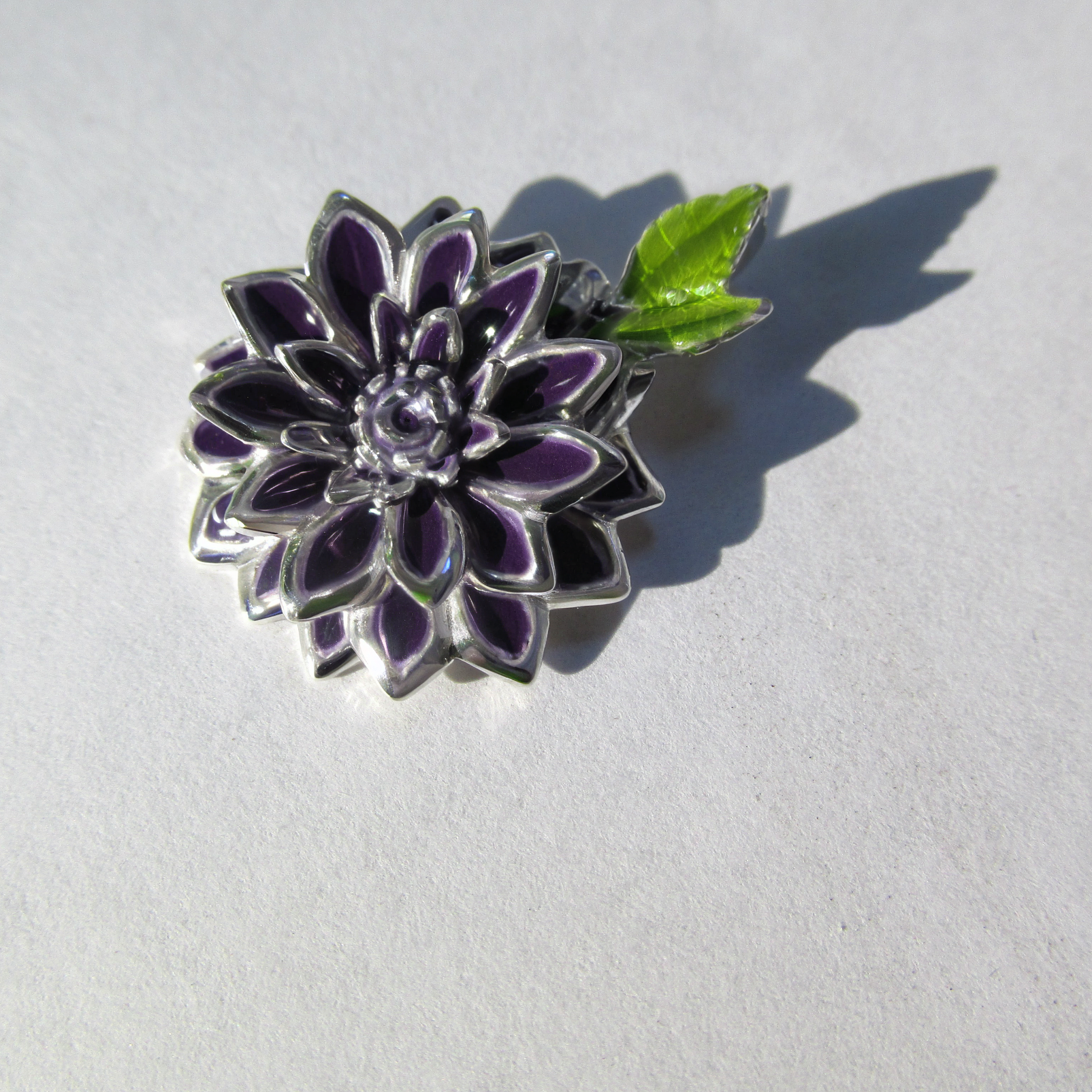 Colgante Dalia (Otoño) en Plata y Esmalte Vitrificado - Imagen 2